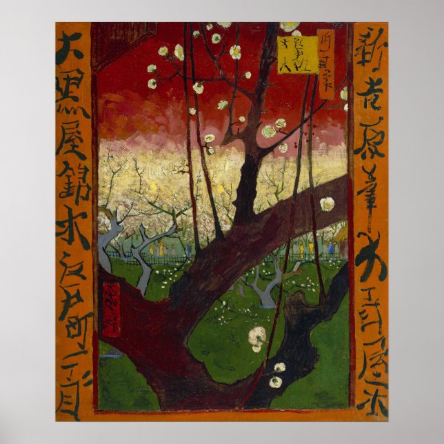 Poster Pomar de ameixa de flores (Frente)