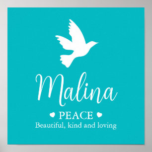 Poster Pomba branca Nome Malina significa aqua