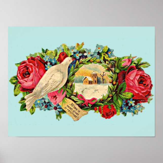 Poster Pomba branca vitoriosa e mensagem de amor (Frente)