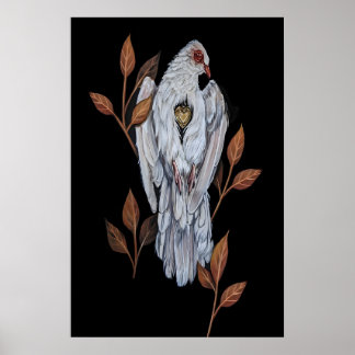 Poster Pomba com Coração de Ouro 5x7 polegadas a 8x10 pol