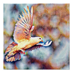 Pôster pomba do aquarell