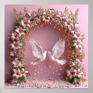 Poster Pombas de Casamento de Luxo Arte Romântica Elegant