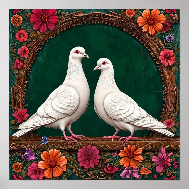 Poster Pombas de Casamento Pacífico Amor Harmonia 🕊️💞🌿 (Frente)