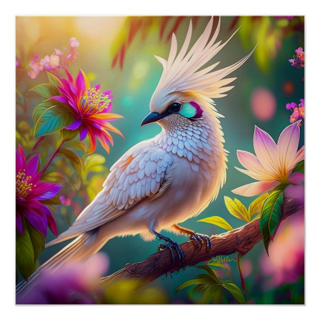 Pôster Pombo Fantasia com Penugem Rosada Juvenil Crestado (Frente)