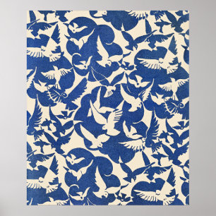Poster Pombos em Branco e Azul