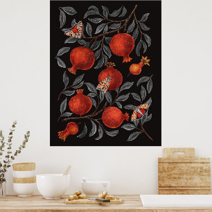 Poster Pomegranatos e Bella Moths em vermelho e cinza