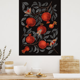 Poster Pomegranatos e Bella Moths em vermelho e cinza