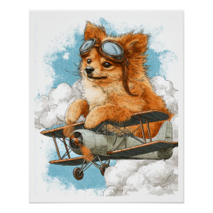 Pôster Pomerânia Piloto � Cão Ás da Aviação