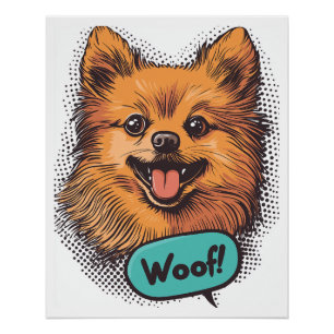 Pôster Pomerânia Pop Art � Cão de Quadrinhos Retro