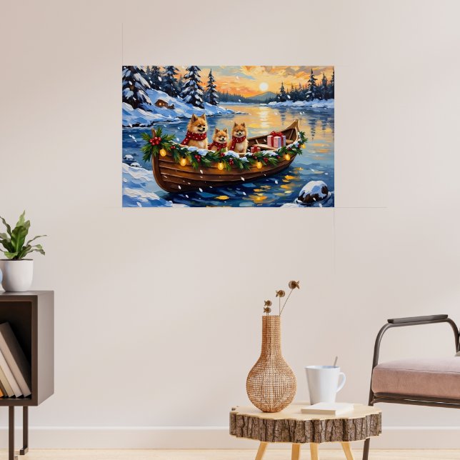 Poster Pomeranian Christmas Boat Holiday (Sala de Estar 3)