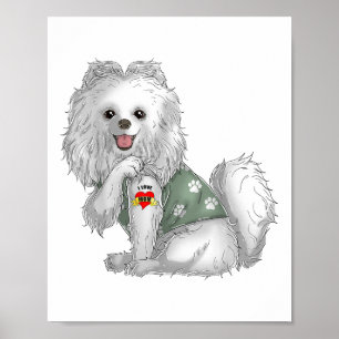 Poster Pomeraniano Eu Amo Mamãe Tatuagem Camiseta de cão 