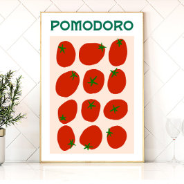 Pôster Pomodoro Tomato Italiano Retro Moderno Estilo Vint