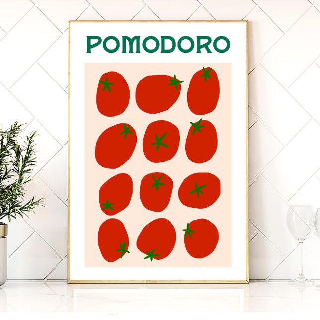 Pôster Pomodoro Tomato Italiano Retro Moderno Estilo Vint (Criador carregado)