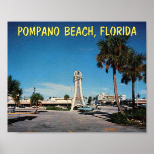 Poster Pompano Beach FL, Oceanside Esplanade, Vintage