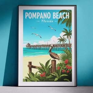 Poster Pompano Beach Flórida Antiga