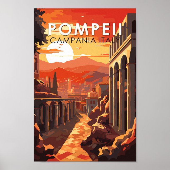Poster Pompeii Campania Itália Viagem Art Vintage (Frente)