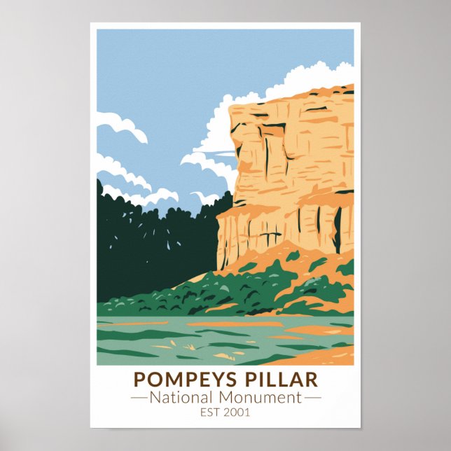 Poster Pompeys Pillar National Monument Montana Vintage (Frente)