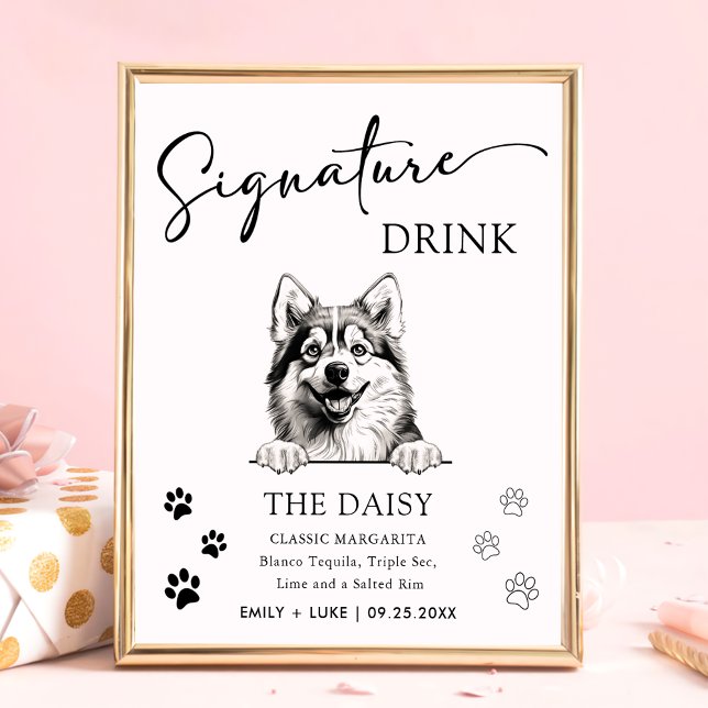 Poster Pomsky Dog Signature Drink Signature (Criador carregado)
