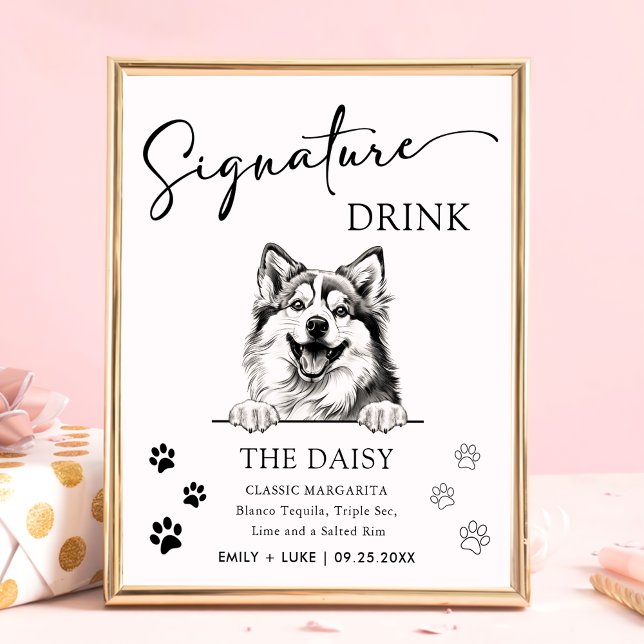 Poster Pomsky Dog Signature Drink Signature (Criador carregado)