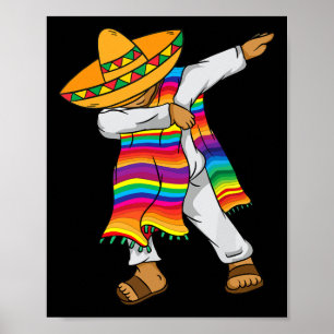 Poster Poncho Mexicano Dabbing De Mayo Crianças Menino Me