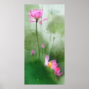Poster POND LOTUS l Pintura em Pincel Chinês