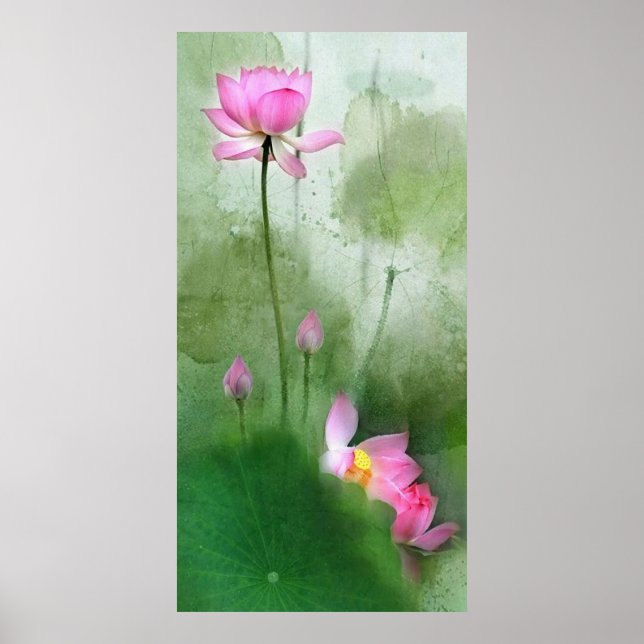 Poster POND LOTUS l Pintura em Pincel Chinês (Frente)