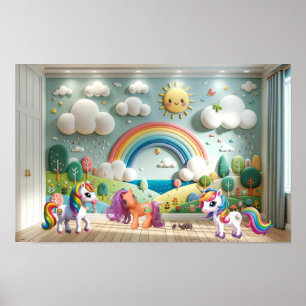 Poster Pônei Pequeno e Unicórnios