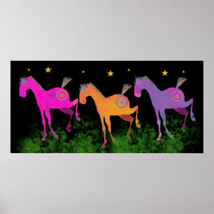 Poster Pôneis bonito sob as estrelas