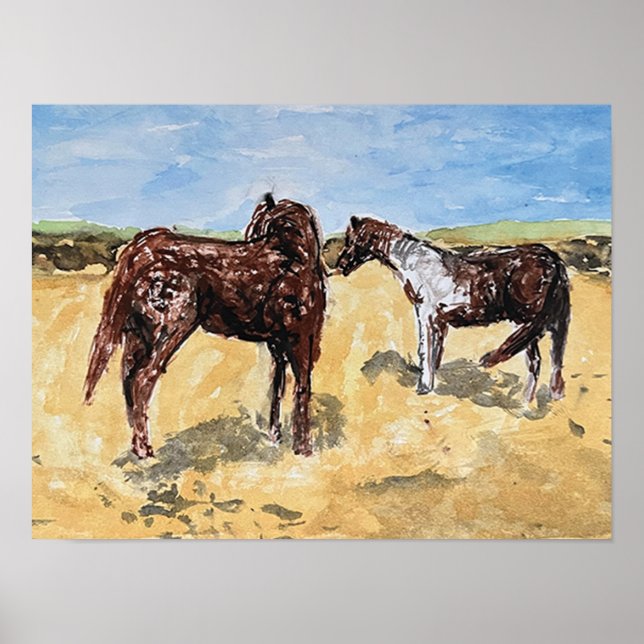 Poster Pôneis na Ilha de Assateague (Frente)