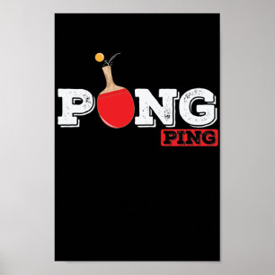 Poster Pong Ping Spieler Tischtenniskelle mit Ball