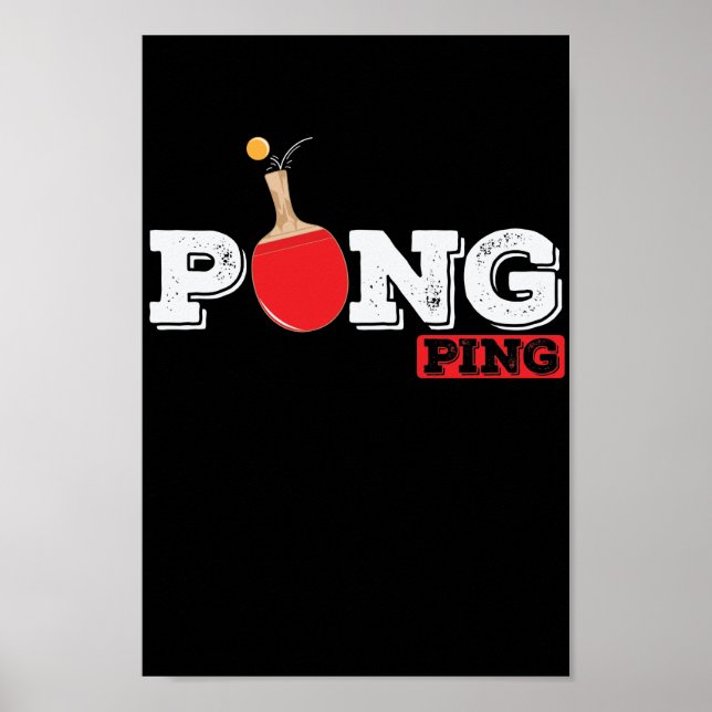 Poster Pong Ping Spieler Tischtenniskelle mit Ball (Frente)
