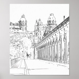 Poster Pont de Bir-Hakeim sobre o Sena - Paris, França