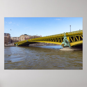 Poster Pont Mirabeau over the Seine - Paris France.