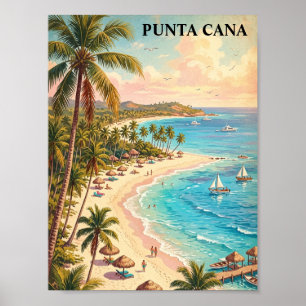 Poster Ponta Cana Colorida República Dominicana Vintage 
