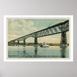 Pôster Ponte 1913, trem, barco de Poughkeepsie do vintage