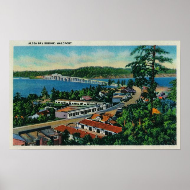 Pôster Ponte Alsea Bay em Waldport, Oregon (Frente)