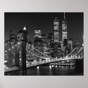 Poster Ponte Branca Negra Brooklyn Noite de Nova Iorque