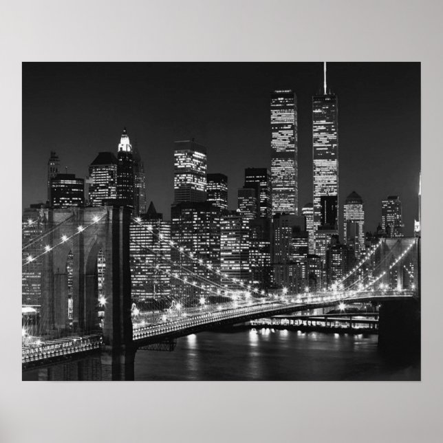 Poster Ponte Branca Negra Brooklyn Noite de Nova Iorque (Frente)