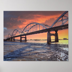 Poster Ponte centenária sobre o cargo do rio Mississípi