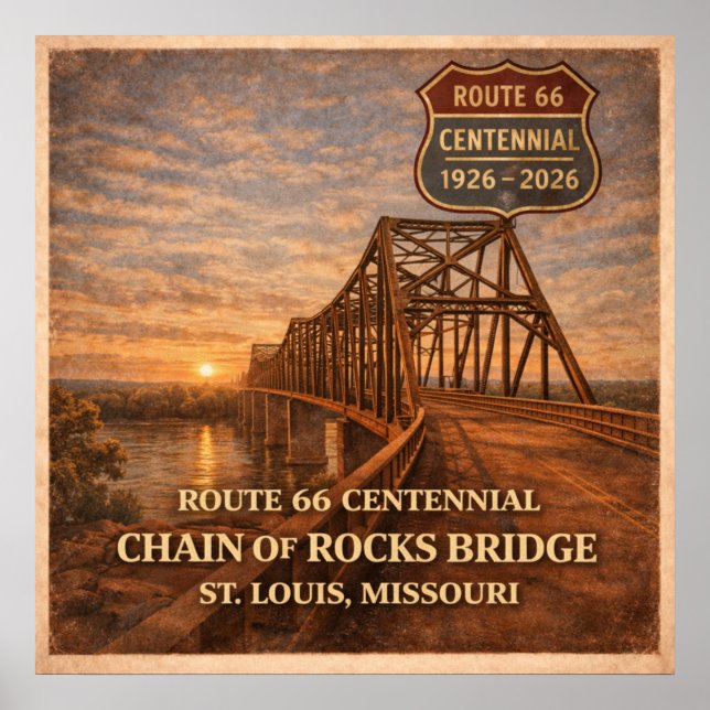 Poster Ponte Chain of Rocks da Rota 66 (Frente)