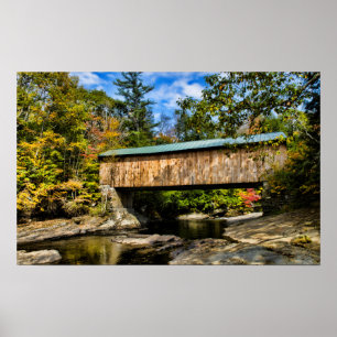 Poster Ponte Coberta de Montgomery com folhagem de outono
