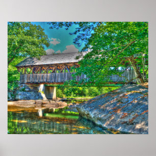 Poster Ponte coberta pelo rio Sunday, Bethel, Maine