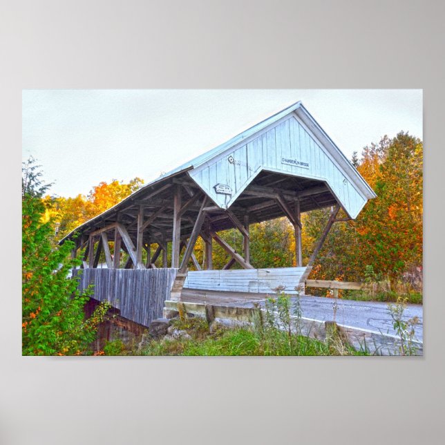 Poster Ponte Coberto Por Chamberlin Mill Em Vermont (Frente)