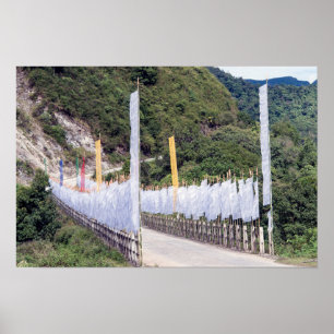 Poster Ponte com Bandeiras de Oração Budista - Butão