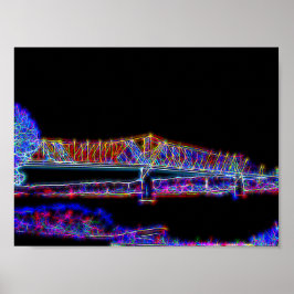 Poster Ponte Cruzando o Rio Ohio em Luzes de Neon