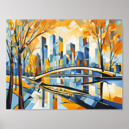 Poster Ponte Cubista de outono em Cityscape