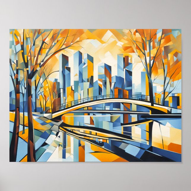 Poster Ponte Cubista de outono em Cityscape (Frente)