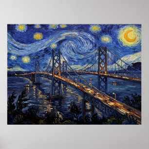 Poster Ponte da Baía de Chesapeake Maryland Noite Estrela