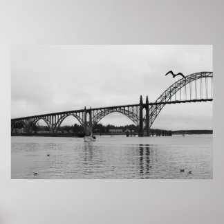 Poster Ponte da Baía de Yaquina em Preto e Branco
