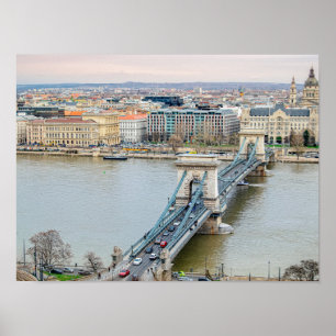 Poster Ponte da Cadeia de Budapeste e rio Danúbio
